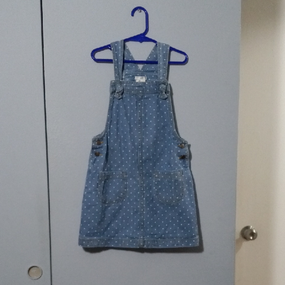 🔥Kids Max Studio Denim Polka Dot Overalls Dress Size 7
